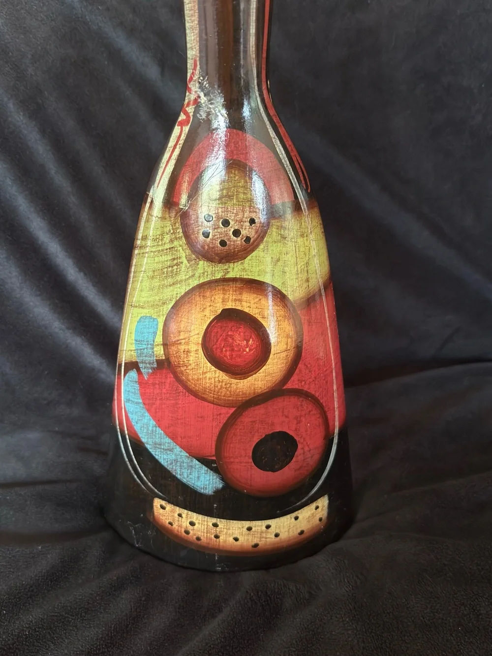 Hand-Painted Multicolor Decorative Ceramic Vase 12.5” Tall x 6” - Home Accents